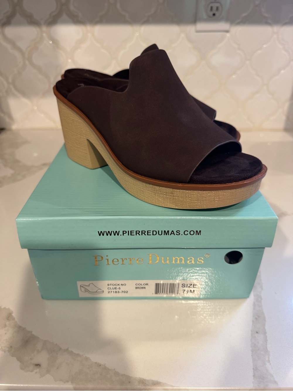 Pierre Dumas Dark Brown Open-Toe Platform Mule